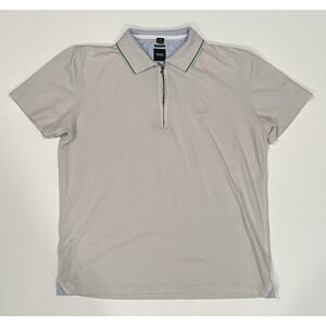 BOSS Hugo Boss Philix Slim-Fit Quarter-Zip Polo Golf  Shirt White Lt Gray M Size